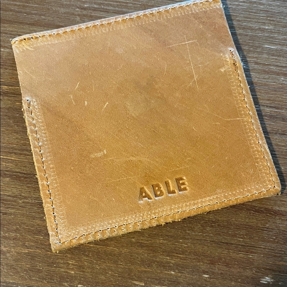 Able Light Brown Leather Card Holder